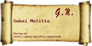 Gebei Melitta névjegykártya